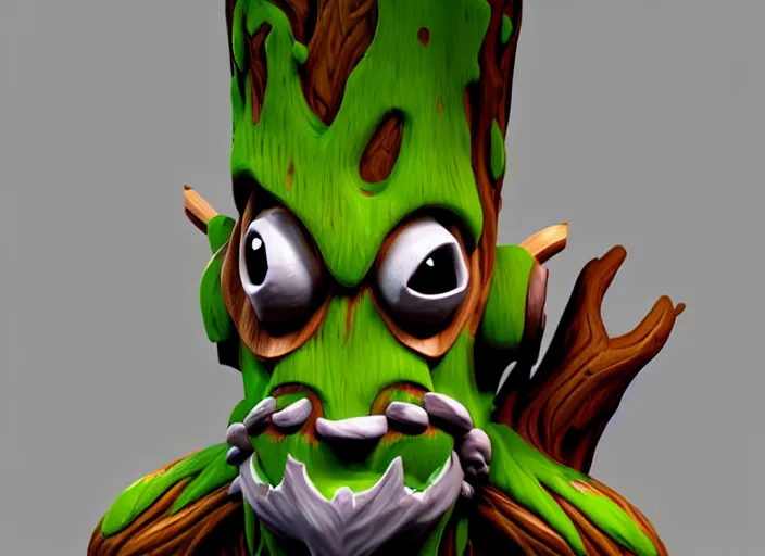 Prompt: festeroot wooden ent leshy treant head, stylized stl, 3 d render, activision blizzard style, hearthstone style, darksiders art style