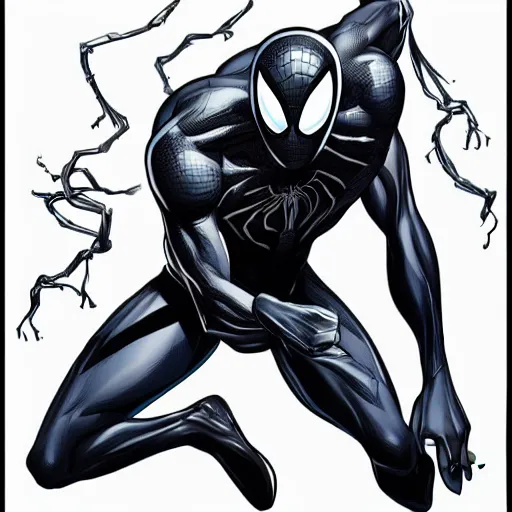 Image similar to symbiote spider - man, drawn by artgerm