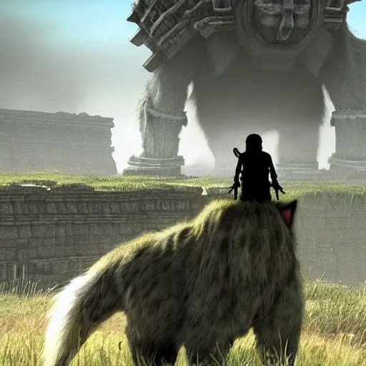 Prompt: cat as shadow of the colossus