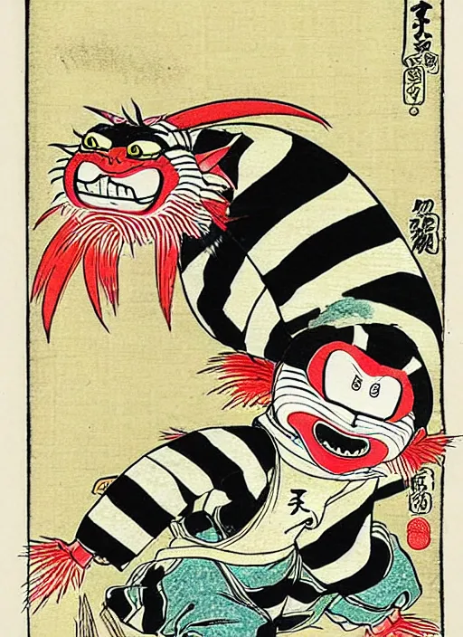 Prompt: stripe the gremlin as a yokai illustrated by kawanabe kyosai and toriyama sekien