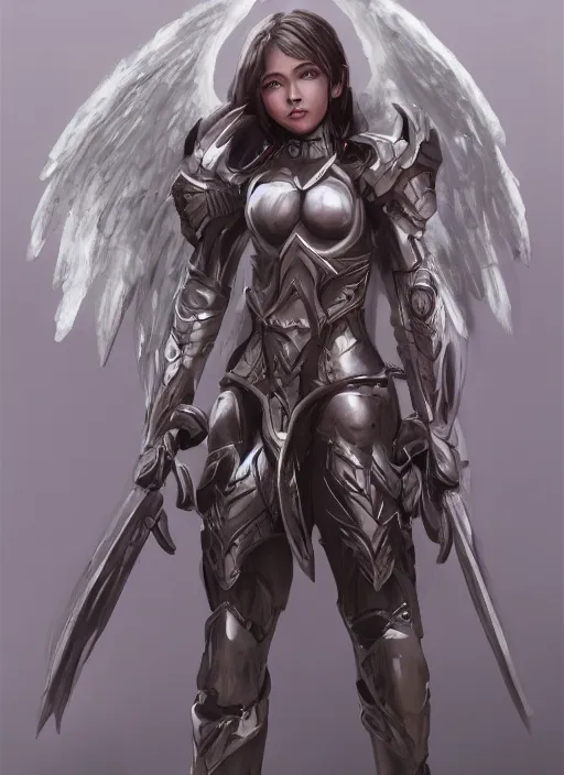 Image similar to concept art, angel knight girl, artstation trending, highly detailed