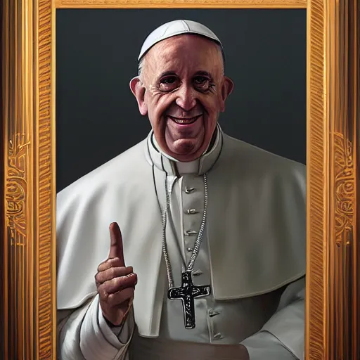 Image similar to a beautfiul award winning commission portrait of pope francis with tattoos,digital art,art by greg rutkowski,character design by charles bowater,photorealistic,ross tran,hyperdetailed,detailed face,fascinating,2021,western comic style