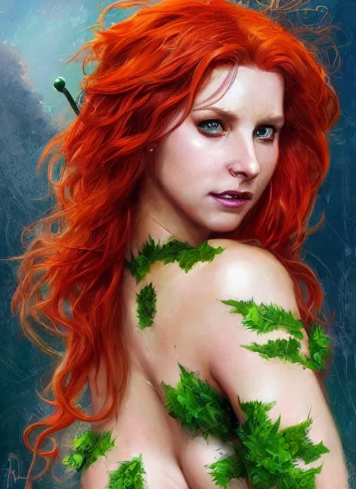 Prompt: portrait of bradley cooper as poison ivy from batman, digital art by eugene de blaas and ross tran, vibrant color scheme, highly detailed, in the style of romanticism, cinematic, artstation, greg rutkowski