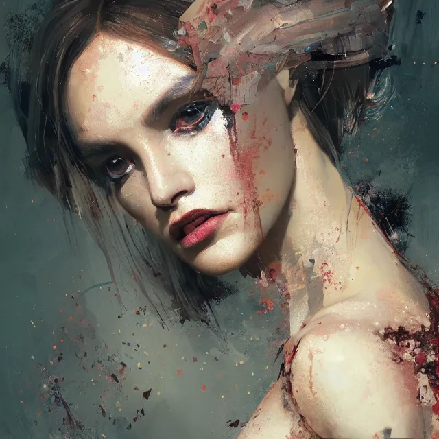 Image similar to beauty girl, hyper detailed, makeup eyes red insane details, intricate, elite, elegant, luxury, by ismail inceoglu dragan bibin hans thoma greg rutkowski alexandros pyromallis rene maritte illustrated, perfect face, fine details, realistic shaded, fine - face, pretty face