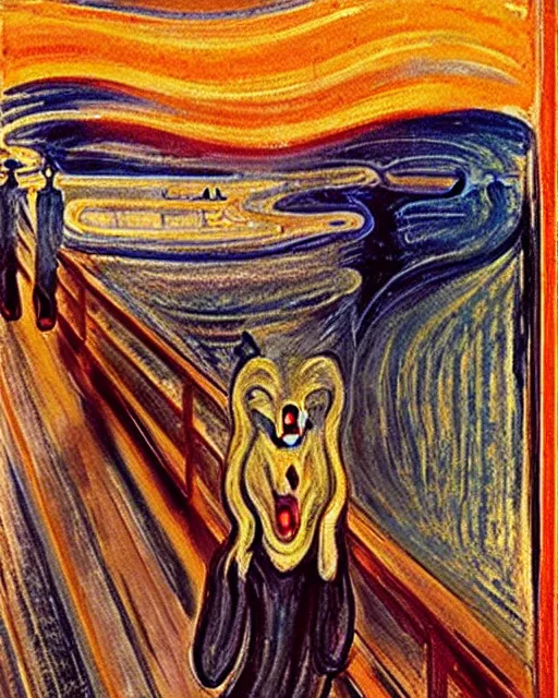 Image similar to The screaming fox, by Edvard Munch, Fox, The Scream