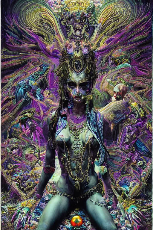 Prompt: psychedelic acid dmt cinematic dramatic lighting, hyper realistic detailed intricate render hypermaximalist ornate epic composition 4 k 8 k cryengine octane sharp focus masterpiece ultra clear portrait of cult ritual witch, single face, energy waves through time by sandra chevrier laurie greasley gustave dore, jason a engle, organic, low contrast