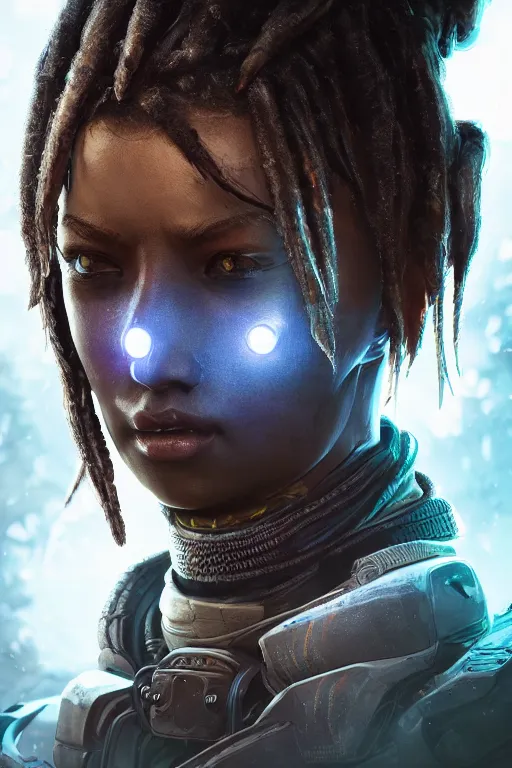 Image similar to portrait of wraith from apex legends, digital art, character portrait, highly detailed, trending on artstation, lens flare, atmosphere, hyper realistic, cinematic lightning, sharp focus, unreal engine 5, extreme details perfect face, pretty face, fine - face, illustration, 8 k, ultra texture, masterpiece