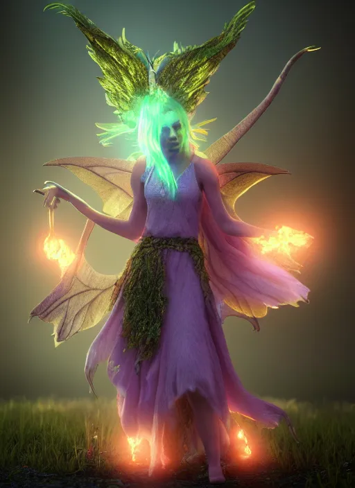 Image similar to fairy druid, octane render, caustics, 4 k, trending on artstation, realistic ; artgem ;