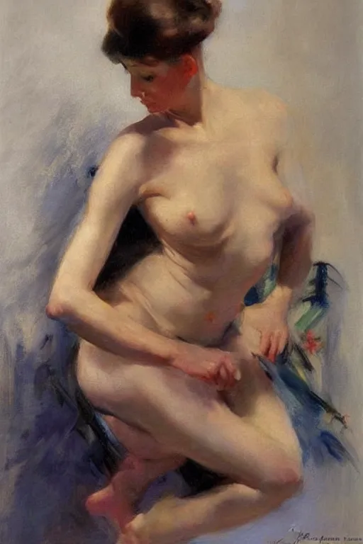 Prompt: abstract sensual portrait by anders zorn, vladimir volegov, pablo picasso!!, art frahm, gil elvgren