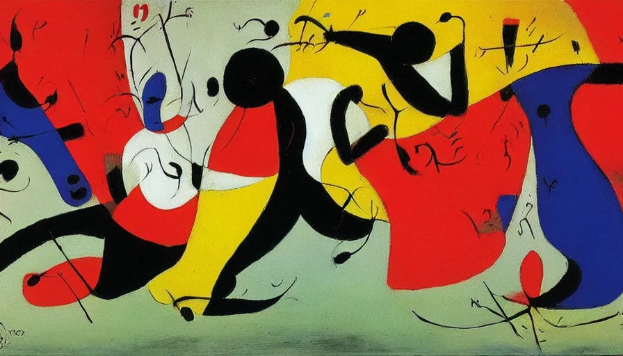 Image similar to capoeira, painting by joan miro