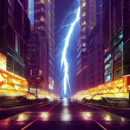 Prompt: lightning mushroom city 8 k octane render rich by artgerm, syd mead, evgeny lushpin