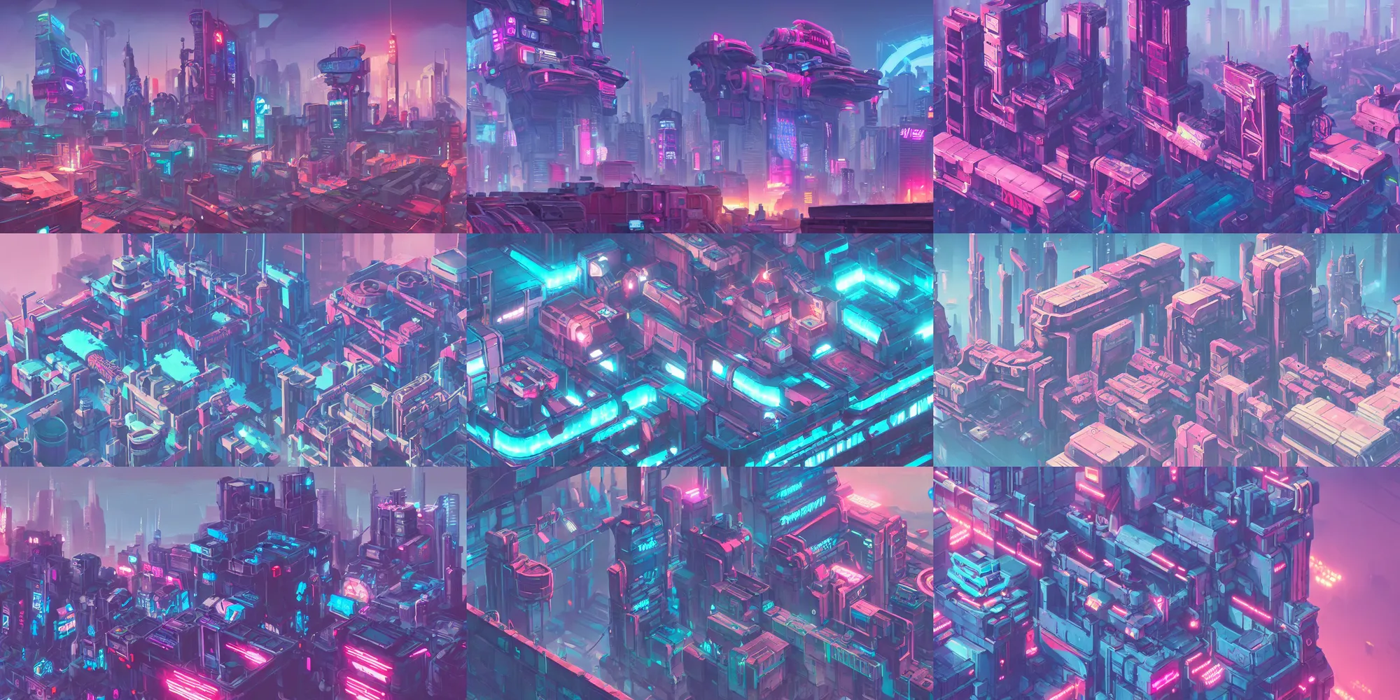 Prompt: game asset of cyberpunk manmade heavy structures, in gouache detailed paintings, props, stylized, 2 d sprites, kitbash, arcane, overwatch, blue and pink color scheme, 8 k, close up
