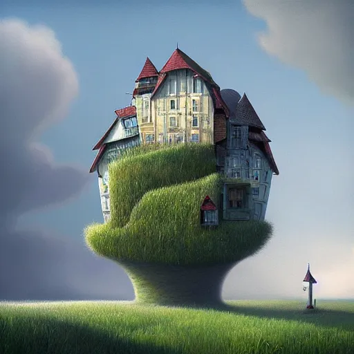 Image similar to an intriguing building in a beautiful landscape by gediminas pranckevicius