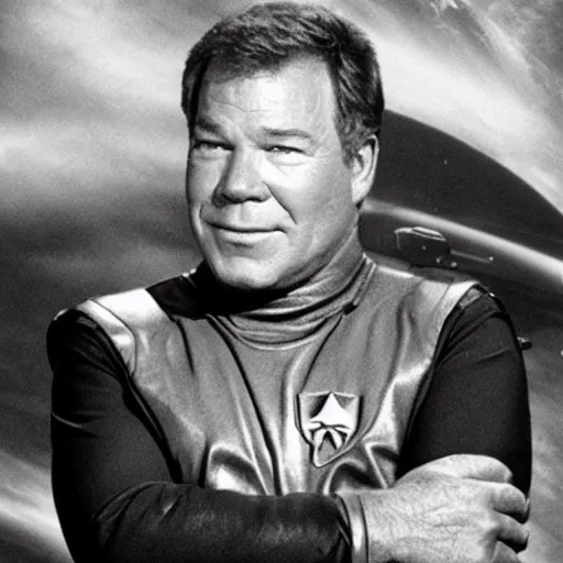 Image similar to William Shatner as a starship captain
