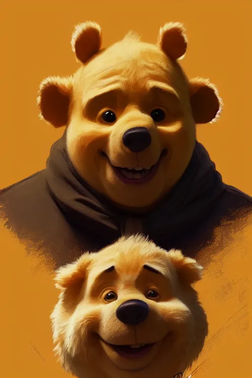 Image similar to Boris Johnson as a Winnie the Pooh, realistic portrait, symmetrical, highly detailed, digital painting, artstation, concept art, smooth, sharp focus, illustration, cinematic lighting, art by artgerm and greg rutkowski and alphonse mucha