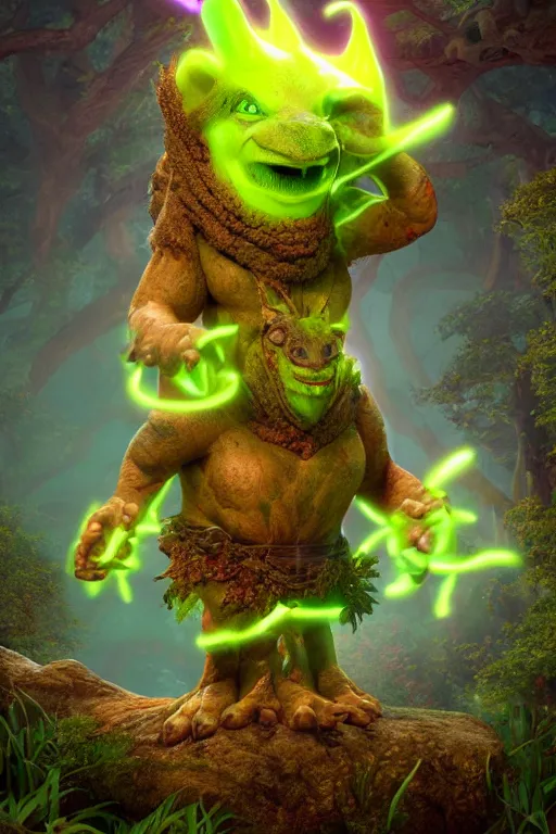 Image similar to arcane fantasy art giant shreak!!! elemental wood rock bastion forged gemstone enchanted forest troll, global illumination ray tracing hdr fanart arstation by sung choi and eric pfeiffer and gabriel garza and casper konefal lisa frank zbrush central hardmesh radiating a glowing aura