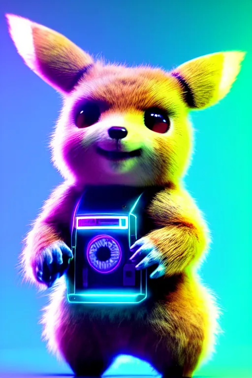 Prompt: high quality 3 d render cyberpunk very cute multicolored fluffy! quokka cyborg, robot paw, highly detailed, vray smooth, in the style of detective pikachu, hannah yata charlie immer, cinematic neon blue light, low angle, uhd 8 k, sharp focus