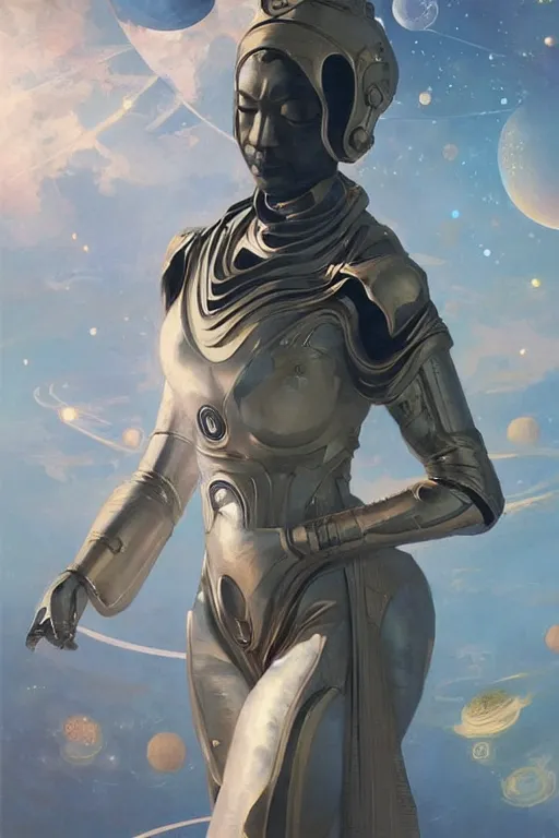 Image similar to space, buddhism, taoism, futurism, painting by greg rutkowski, j. c. leyendecker, artgerm