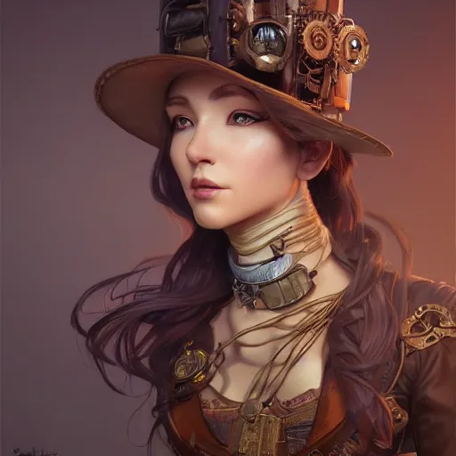 Prompt: Three quarters old portrait of a stunning female steampunk, highly detailed, digital painting, art by Stanley Lau and Artgerm and magali villeneuve and Alphonse Mucha, artstation, octane render, cgsociety