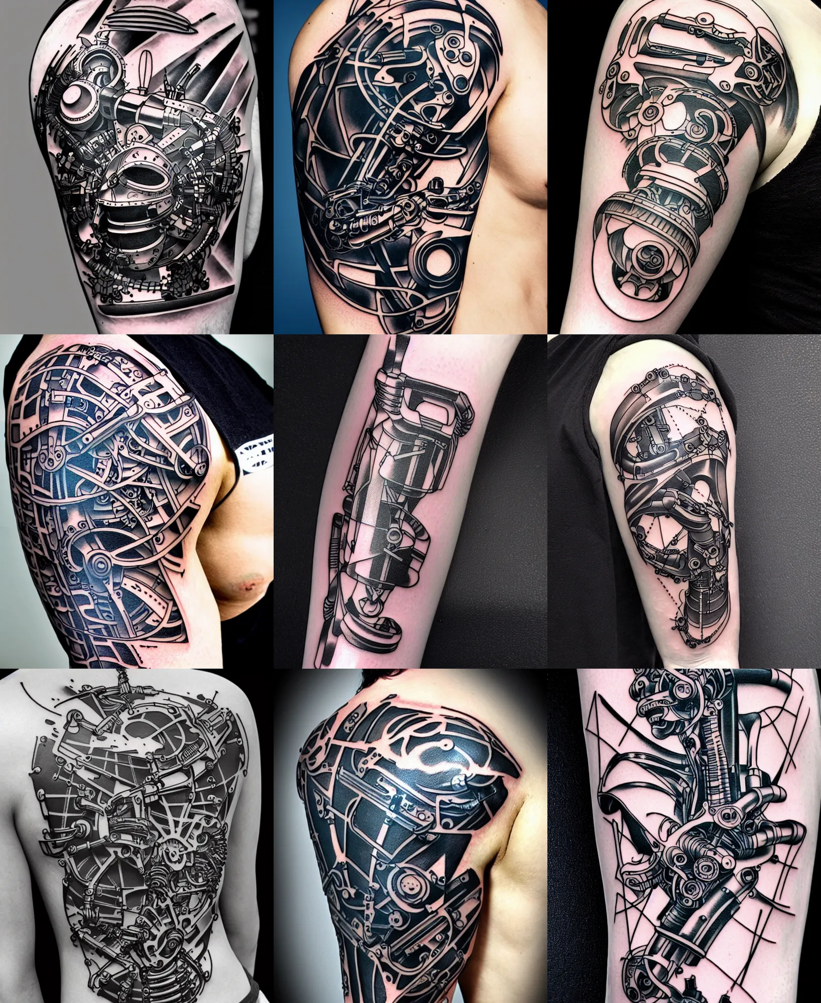Tattoo Design Stencil biomechanical, Stable Diffusion
