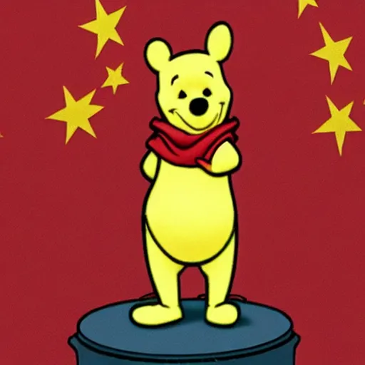 Image similar to winnie the pooh saluting the chinese flag