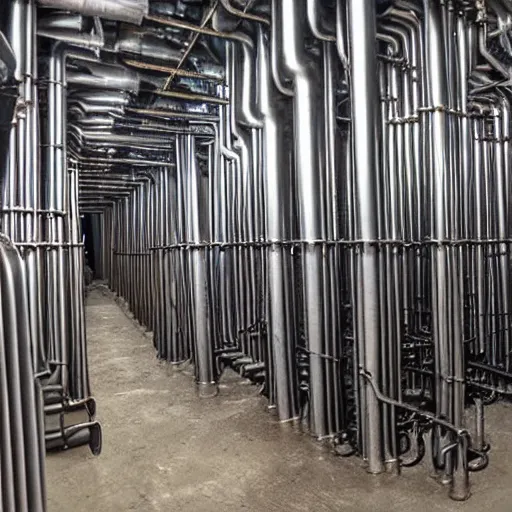 Image similar to infinite dark labyrinth of pipes