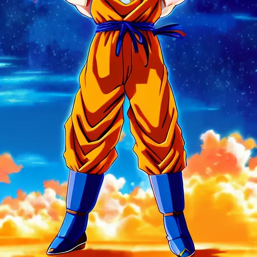 Image similar to Full body portrait of Goku fused with Master Roshi from Dragon Ball Z, detailed, artstation, by Kyoto Animation and Studio Ghibli and GAINAX