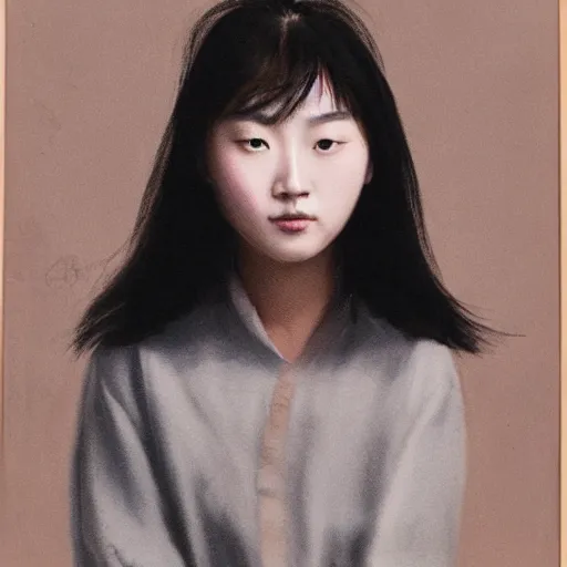 Prompt: a masterpiece portrait photo of a beautiful young woman who looks like a american ziyi zhang, symmetrical face