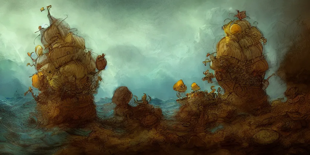 Prompt: SpongeBobs pineapple under the sea by Rembrandt, painting, trending on artstation, 8k, highly detailed