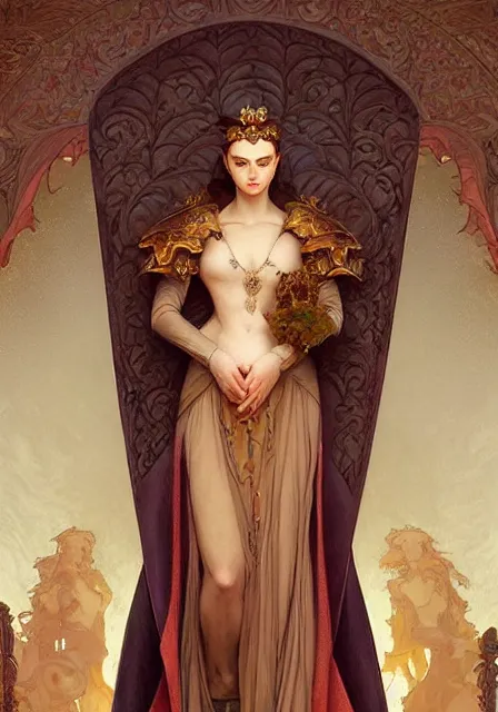 Image similar to sansa coronation, intricate, elegant, highly detailed, digital painting, artstation, concept art, smooth, sharp focus, illustration, art by artgerm and greg rutkowski and alphonse mucha and william - adolphe bouguereau