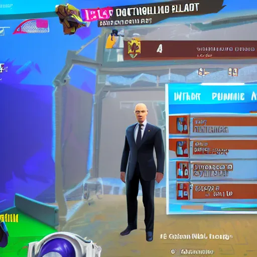 Image similar to vladimir putin as fortnite character, gameplay screenshot