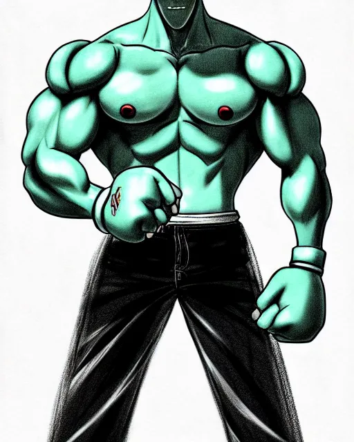 Image similar to anime art full body portrait of luigi bodybuilder character concept art, anime key visual of fight club, large eyes, finely detailed perfect face delicate features directed gaze, trending on pixiv fanbox, studio ghibli, extremely high quality artwork