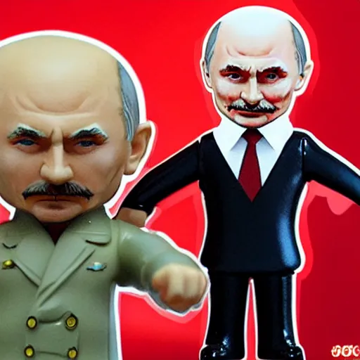 Image similar to vladimir putin cosplay alexander lukashenko, stop motion vinyl action figure, plastic, toy, butcher billy style