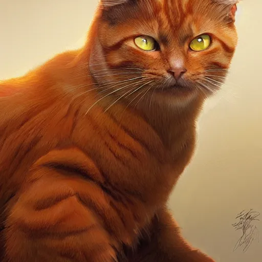 Prompt: ginger cat in a business suit, artists portrait, fantasy, highly detailed, digital painting, concept art, sharp focus, depth of field blur, illustration, art by artgerm and greg rutkowski and alphonse mucha