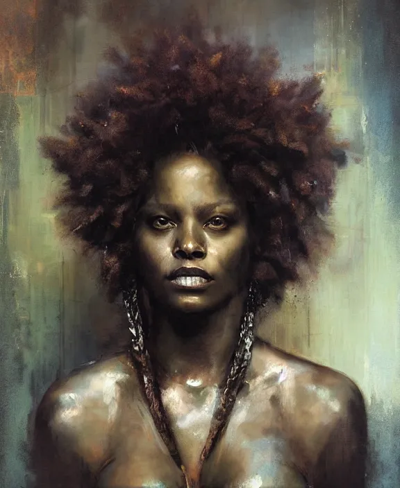 Image similar to afro medusa by jeremy mann