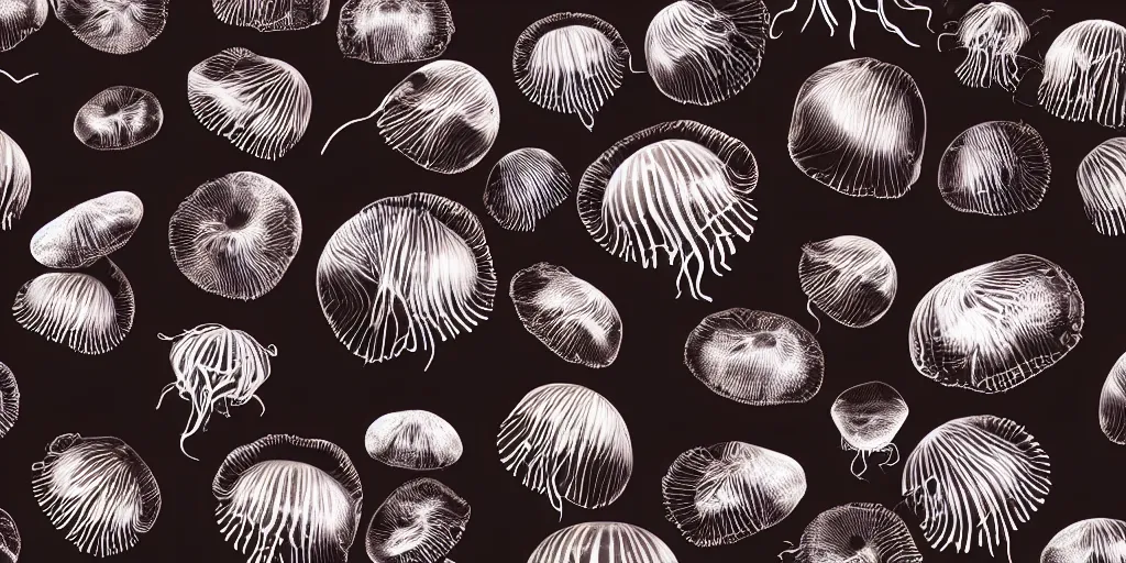 Prompt: hamburger mix jellyfish, cg, 8 k, surrealistic, sharp focus, silver color, super resolution, style by andy warhol