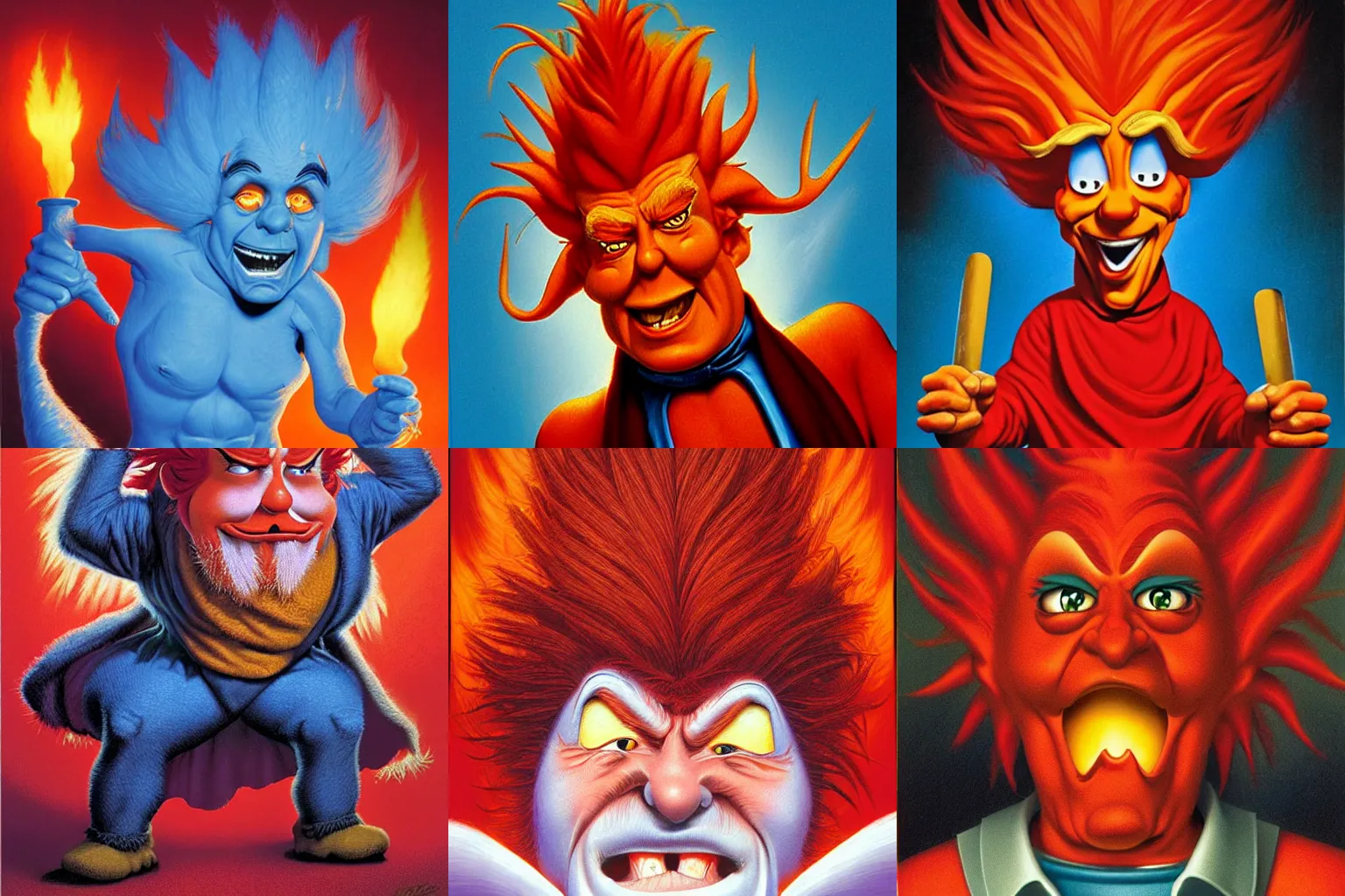 Prompt: Heat Miser by Greg Hildebrandt