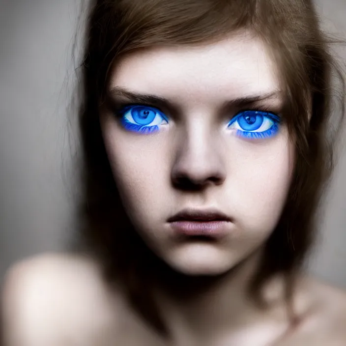 Prompt: dramatic photographic Close-up face of a extremely beautiful girl with blue eyes and light brown hair ,four fingers maximum, high light on the left, non-illuminated backdrop, illuminated by a dramatic light, Low key lighting, light dark, High constrast, dramatic , Flora Borsi, Alessio Albi, Steve Mccurry, Lee Jeffries , Norman Rockwell, Craig Mulins ,dark background, high quality, photo-realistic, 8K,