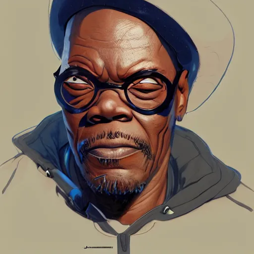 Image similar to a study of cell shaded portrait of Cartoonish Samuel L Jackson concept art, llustration, post grunge, concept art by josan gonzales and wlop, by james jean, Victo ngai, David Rubín, Mike Mignola, Laurie Greasley, highly detailed, sharp focus, alien, Trending on Artstation, HQ, deviantart, art by artgem