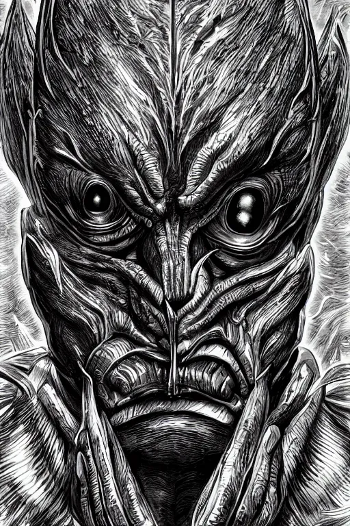 Image similar to pepper humanoid figure monster, symmetrical, highly detailed, digital art, sharp focus, trending on art station, kentaro miura manga art style