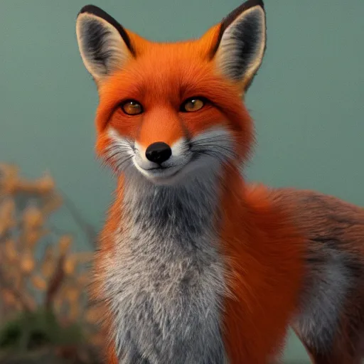 Prompt: red fox, in the style of pixar, character art, movie still, 2 8 0 6 4 3 7