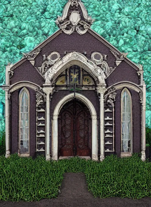 Image similar to chapel building made of vegetables, 8 k, artstation, highdetailed