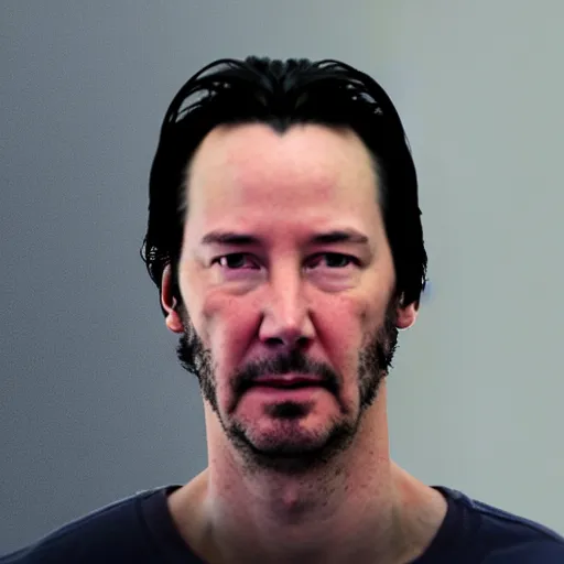 Image similar to a photo of an arrest mugshot of keanu reeves after being arrested, holding a sign with random numbers, 8 k resolution, photorealistic