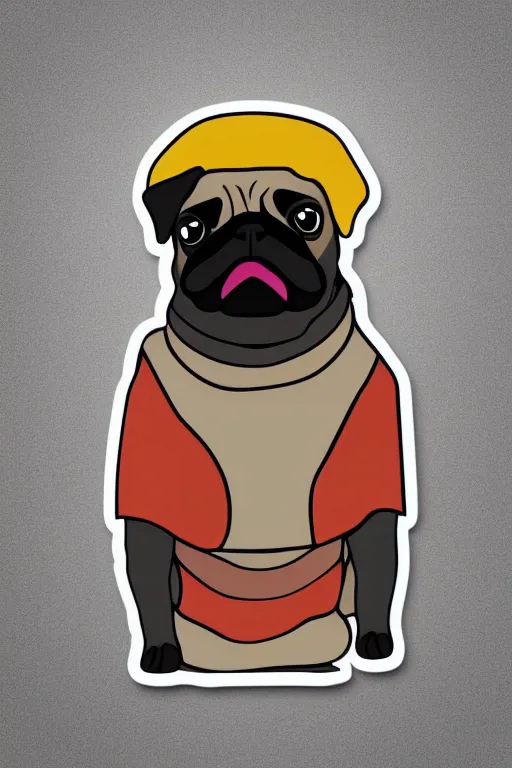 Image similar to Portrait of a pug as the pope, medieval, sticker, colorful, illustration, highly detailed, simple, smooth and clean vector curves, no jagged lines, vector art, smooth