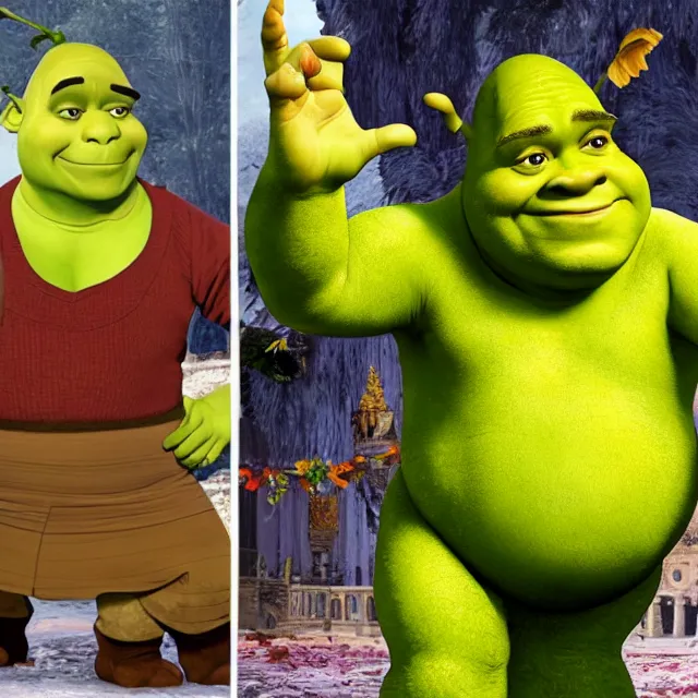 Image similar to shrek as president of ukraine