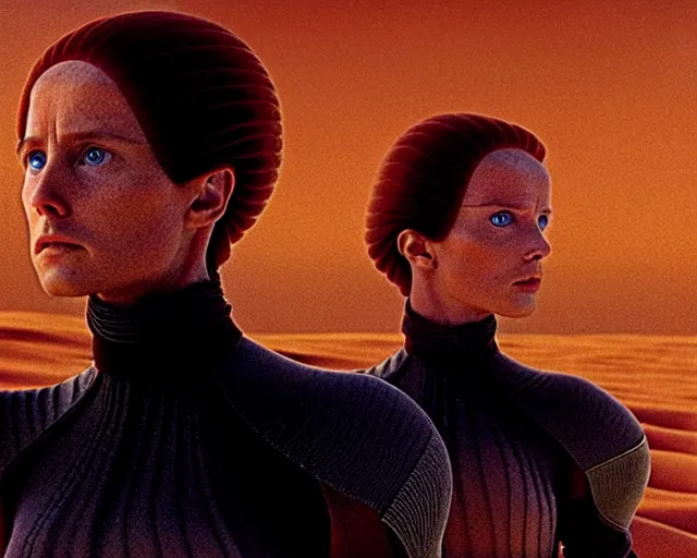 Prompt: aesthetics of dune by frank herbert and denis villeneuve