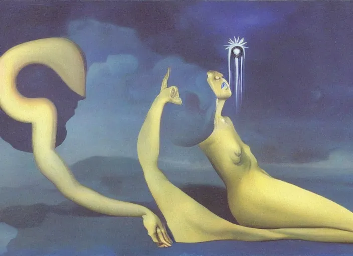 Image similar to impisoned female eldritch goddess by salvadore dali and rene magritte