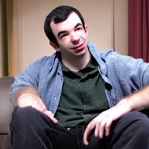 Prompt: nathan fielder watching lord of the rings in a basement