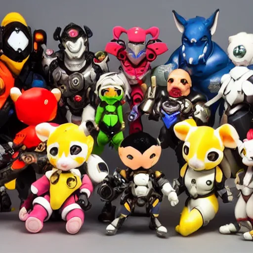 Prompt: Overwatch heroes as beanie babies