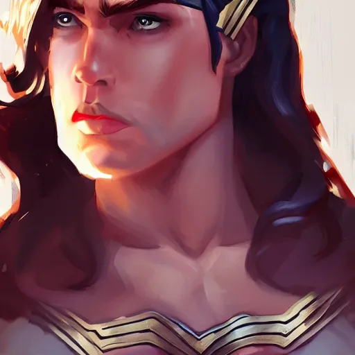Prompt: Male version of Wonder Woman, digital art, artstation